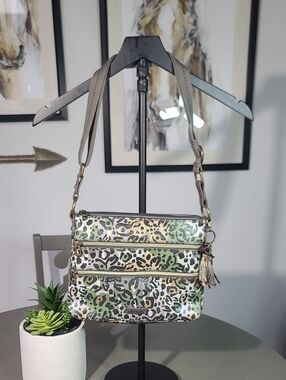 Sakroots Leopard Print Crossbody Bag With Duel Front Zipper